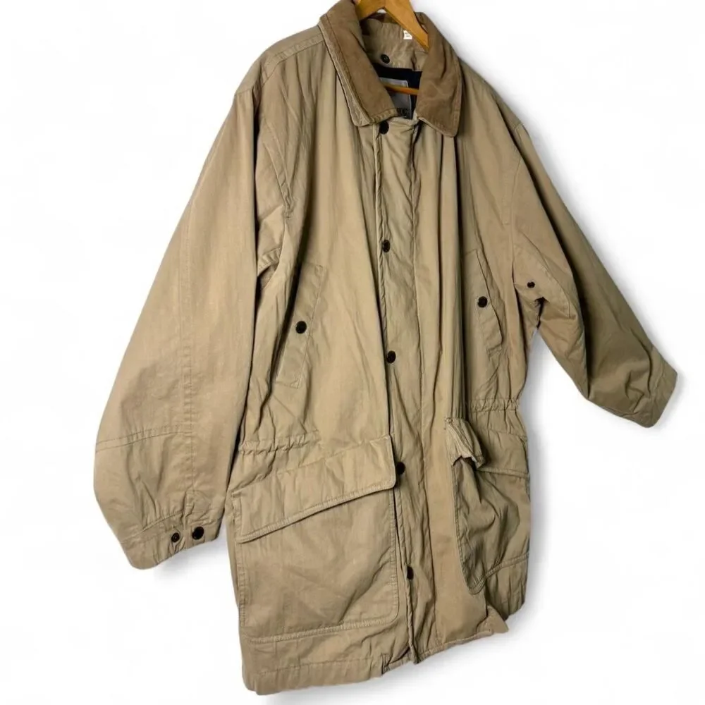 90s Vintage London Fog Classic Khaki Field Coat, Removable Liner Men's sz L Tall